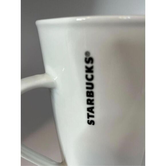STARBUCKS 16oz Mermaid Siren Logo Tall Ceramic Coffee Mug White & Green 2014 - Picture 3 of 7